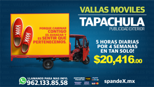 Valla publicitaria móvil de Spandex en Tapachula y Tuxtla