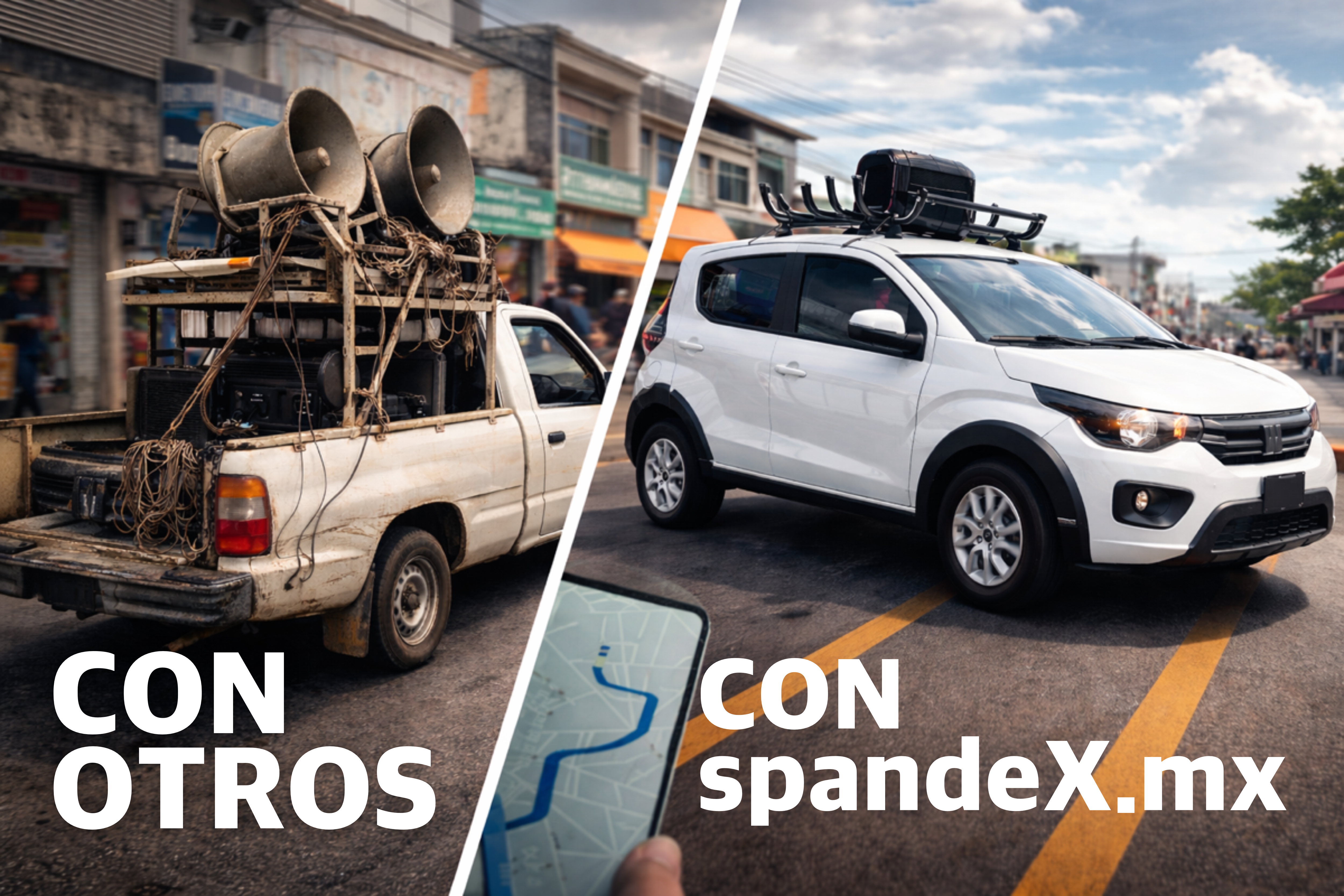 Perifoneo en Tapachula y Tuxtla: CON OTROS vs con el perifoneo de SpandeX.mx